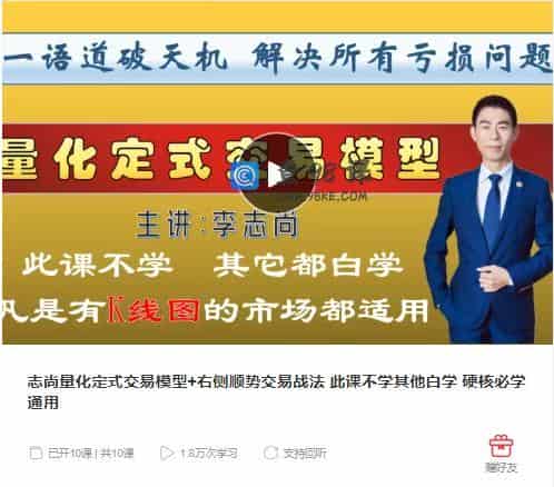 志尚量化定式交易模型+右侧顺势交易战法 此课不学其他白学 硬核必学通用
