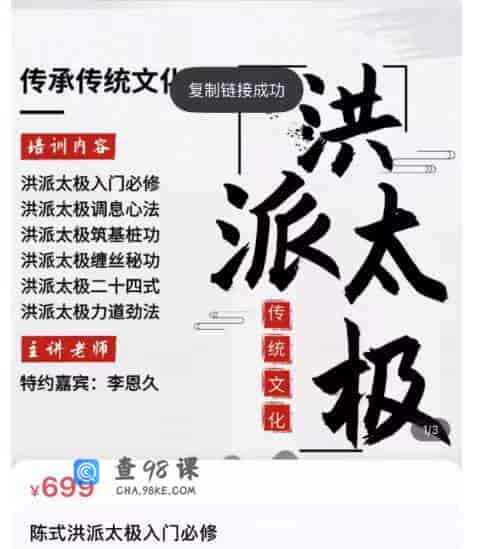 陈式洪派太极入门必修_洪派恩久太极