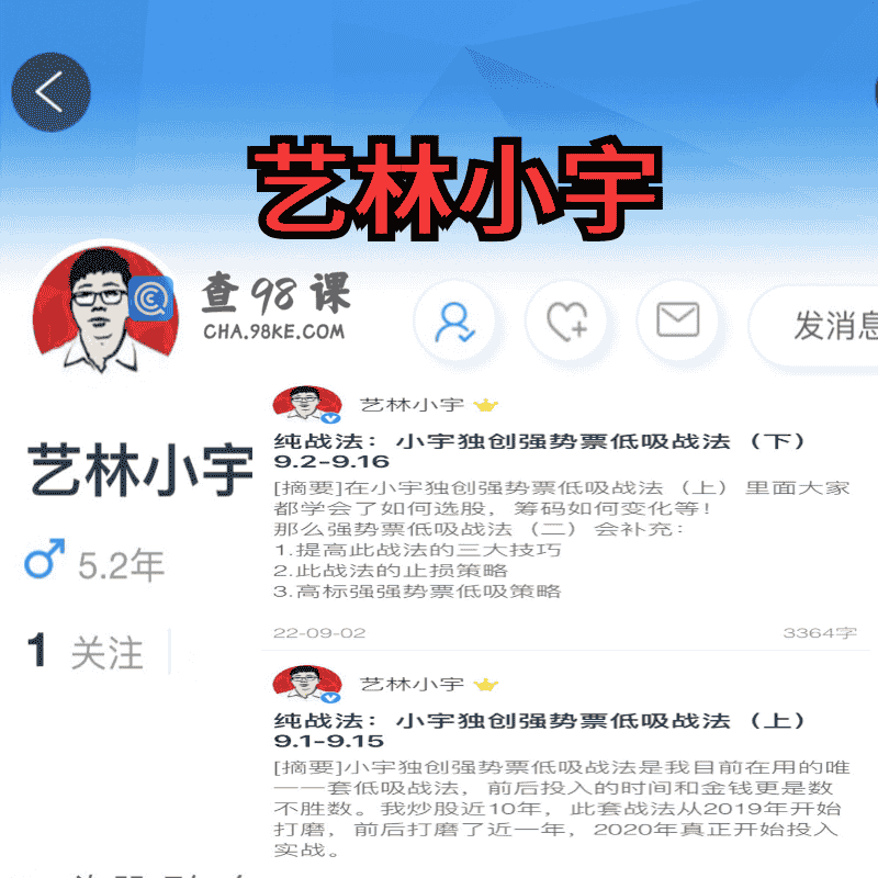 艺林小宇：强势票低吸战法【全套】