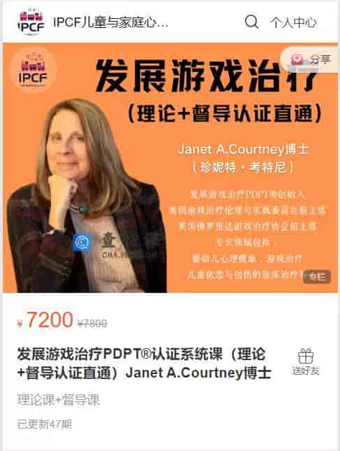 S946  发展游戏治疗PDPT®认证系统课（理论+督导认证直通）Janet A.Courtney博士