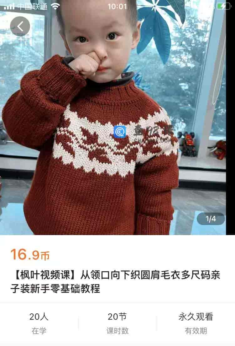 8776  【枫叶视频课】从领口向下织圆肩毛衣多尺码亲子装新手零基础教程