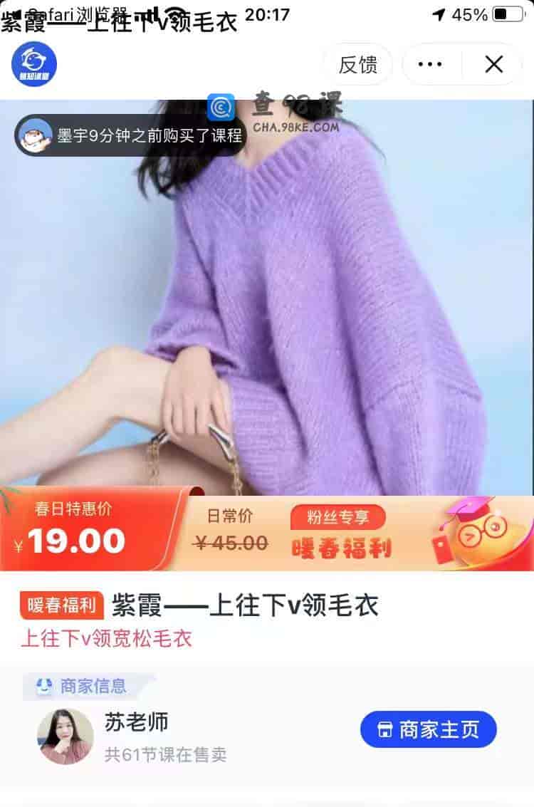 8797    紫霞–上往下v领毛衣