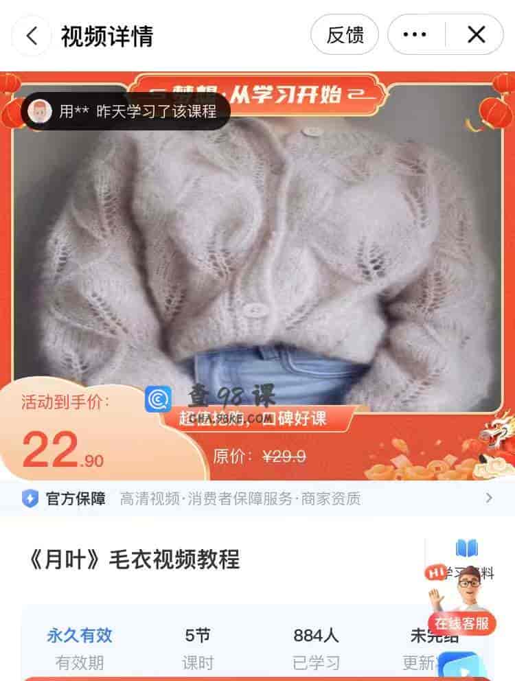 9035   《月叶》毛衣视频教程