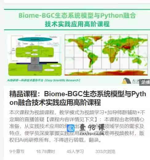 精品课程：Biome-BGC生态系统模型与Python融合技术实践应用高阶课程