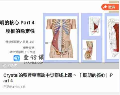 Crystal的费登奎斯动中觉察线上课 ~ 「 聪明的核心」Part 4