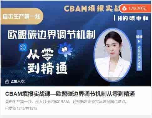 CBAM填报实战课—欧盟碳边界调节机制从零到精通
