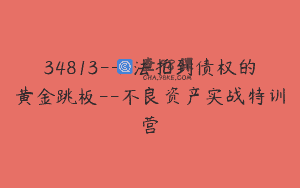 34813—法拍到债权的黄金跳板–不良资产实战特训营