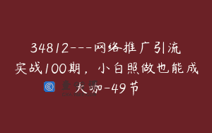 34812—网络推广引流实战100期，小白照做也能成大咖-49节
