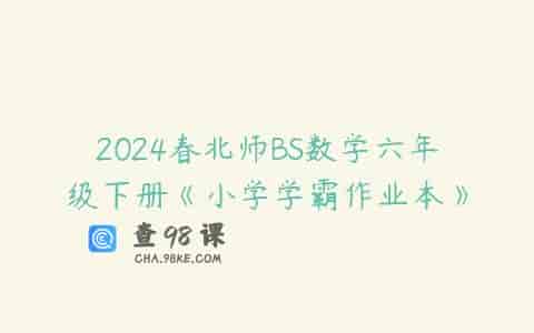2024春北师BS数学六年级下册《小学学霸作业本》
