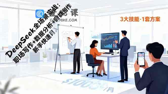 DeepSeek全场景实战：职场写作+数据分析+自媒体创作，新手快速月入过万