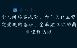 个人闭环实战营，为自己建立稳定变现的基础，全面建立你的商业逻辑思维