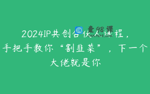 2024IP共创合伙人课程，手把手教你“割韭菜”，下一个大佬就是你