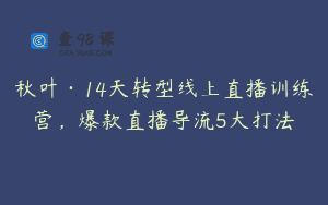 秋叶·14天转型线上直播训练营，爆款直播导流5大打法
