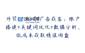 外贸B2B谷歌广告获客：账户搭建+关键词优化+数据分析，低成本获取精准询盘