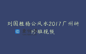 刘国胜杨公风水2017广州研修班视频