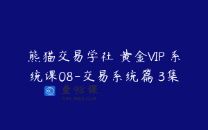 熊猫交易学社 黄金VIP 系统课08-交易系统篇 3集