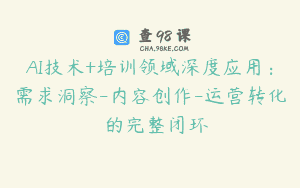 AI技术+培训领域深度应用：需求洞察-内容创作-运营转化  的完整闭环